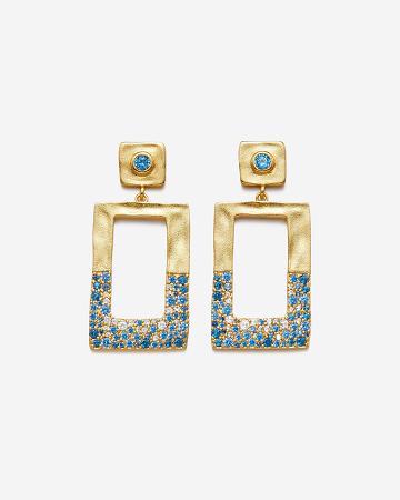 JW PEI Geometrical Openwork Rectangle Earrings Women Jewelry Gold / Blue | CA1433YU