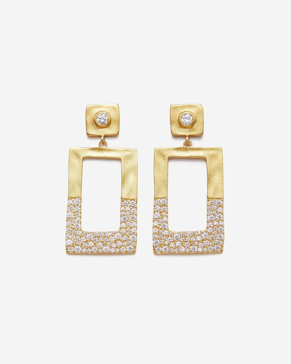 JW PEI Geometrical Openwork Rectangle Earrings Women Jewelry Gold / White | CA1435IS